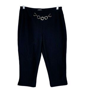 Perception Concepts Black Capri Dress Pants Womens Size 6 Metal Hoop Detail